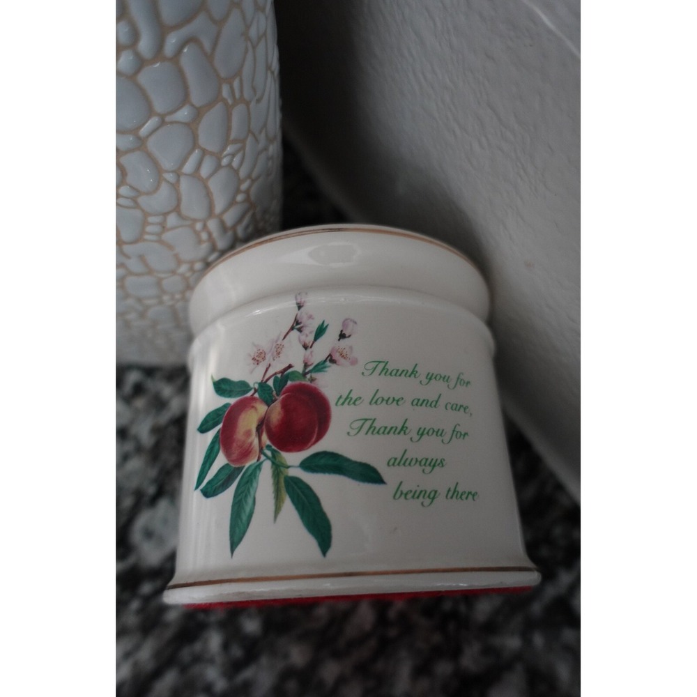 Vintage Ceramic Peach Blossom Thank You candleholder Holder Home accents - Picture 6 of 7